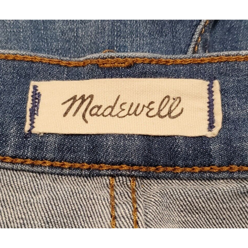 Madewell Blue Jean Shorts Denim High Rise Button Fly Raw Hem Stretch Women Sz 28 - Picture 3 of 5